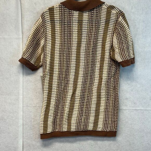 MASSIVE Luxury Men’s Small Knit Crocheted Sweater Polo Shirt Grandpa Resort NWT - Picture 8 of 15